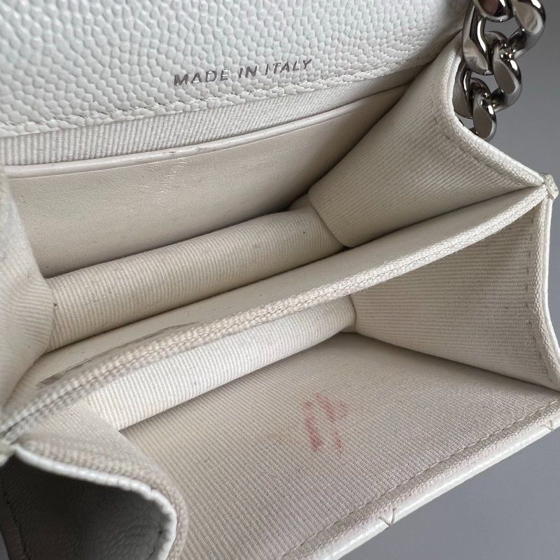 CHANEL CF銀扣小鍊包 白荔枝 31開-5