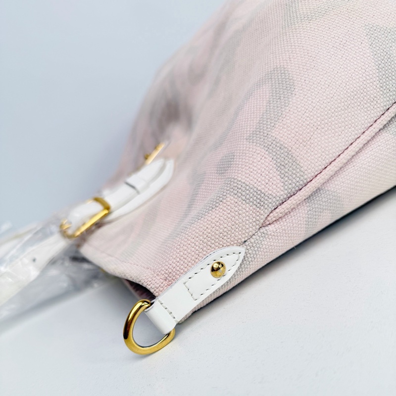 【近新閒置品】LV 路易威登 Louis Vuitton 大溪地系列櫻花粉大logo帆布托特包手提包-5