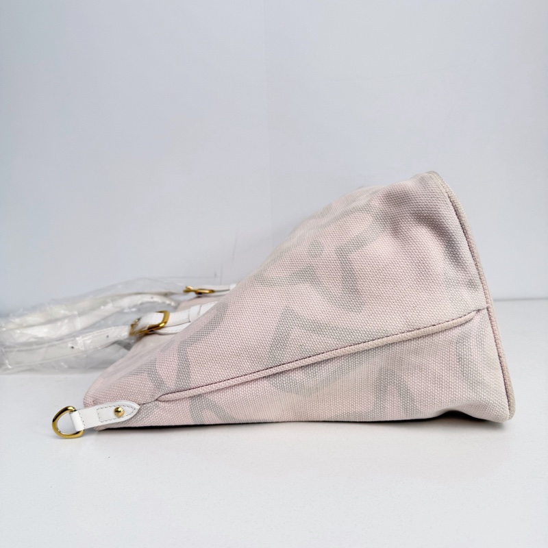 【近新閒置品】LV 路易威登 Louis Vuitton 大溪地系列櫻花粉大logo帆布托特包手提包-12