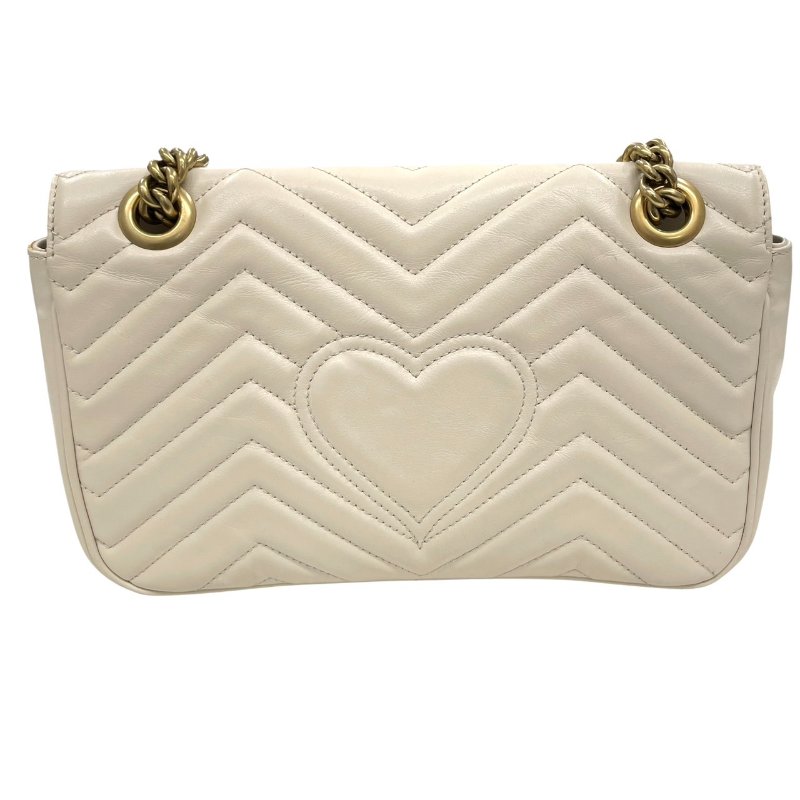 GUCCI 古馳 443497  GG MARMONT 山型紋肩背包 皮革 白色 金釦-2