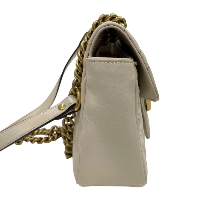 GUCCI 古馳 443497  GG MARMONT 山型紋肩背包 皮革 白色 金釦-3