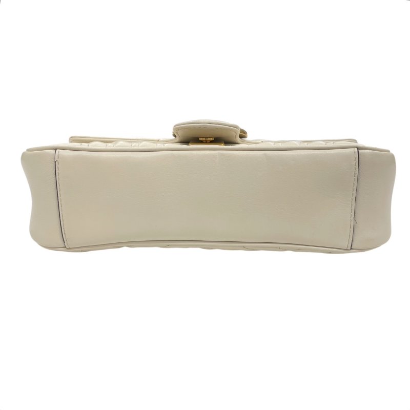 GUCCI 古馳 443497  GG MARMONT 山型紋肩背包 皮革 白色 金釦-5