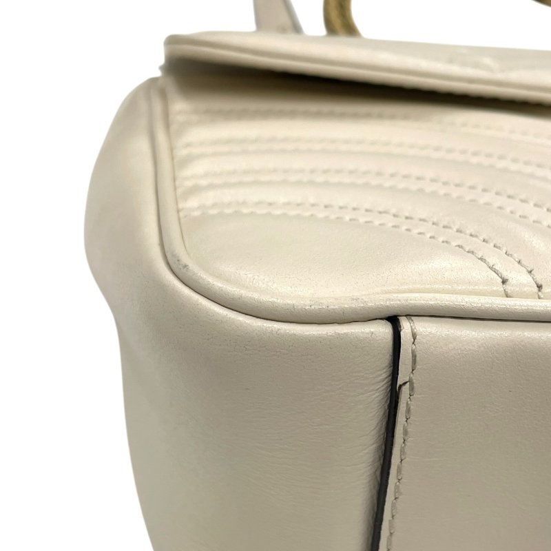 GUCCI 古馳 443497  GG MARMONT 山型紋肩背包 皮革 白色 金釦-6