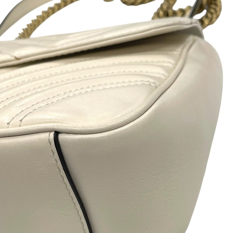 GUCCI 古馳 443497  GG MARMONT 山型紋肩背包 皮革 白色 金釦-7