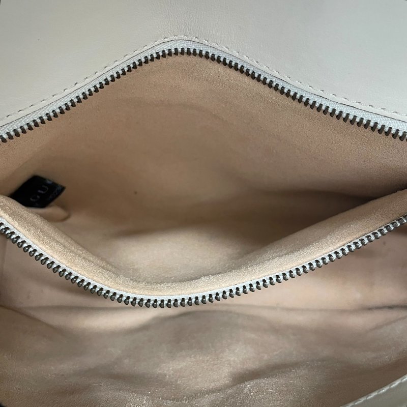 GUCCI 古馳 443497  GG MARMONT 山型紋肩背包 皮革 白色 金釦-13