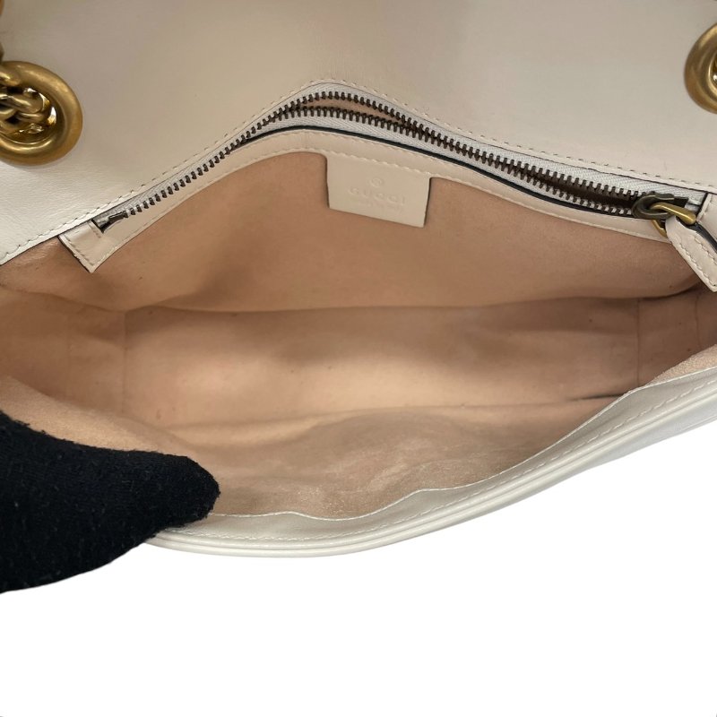 GUCCI 古馳 443497  GG MARMONT 山型紋肩背包 皮革 白色 金釦-14
