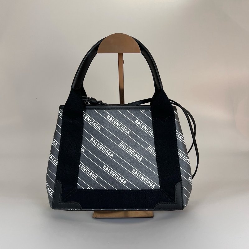 BALENCIAGA 黑銀灰滿版CABAS托特包 XS-1