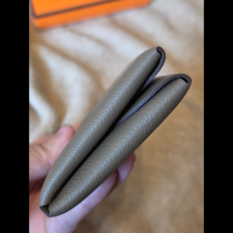 Hermes Calvi Duo 零錢包卡夾(未使用)｜經典大象灰 Etoupe-4