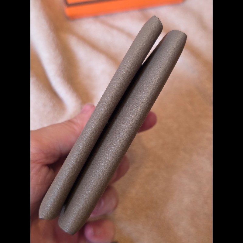 Hermes Calvi Duo 零錢包卡夾(未使用)｜經典大象灰 Etoupe-5