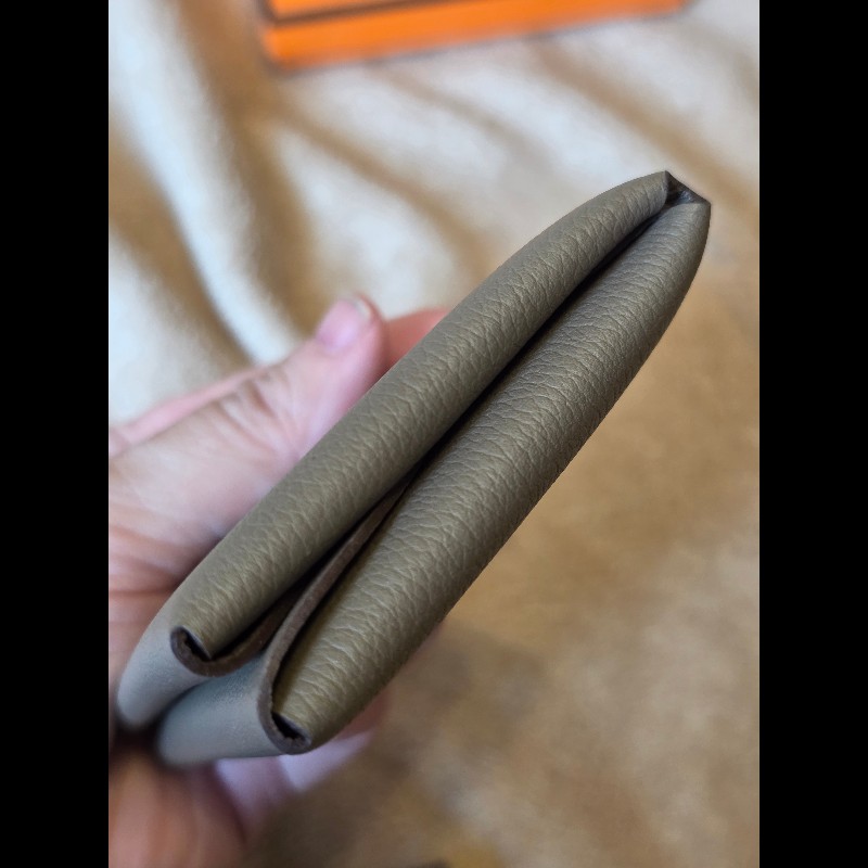 Hermes Calvi Duo 零錢包卡夾(未使用)｜經典大象灰 Etoupe-6