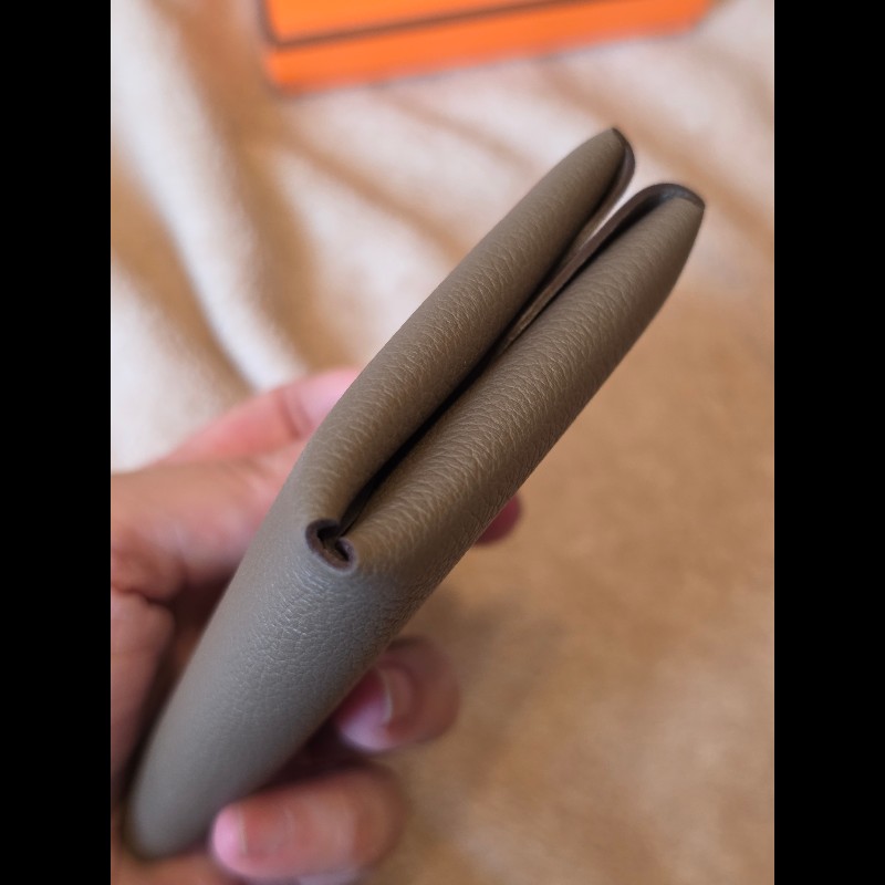 Hermes Calvi Duo 零錢包卡夾(未使用)｜經典大象灰 Etoupe-8