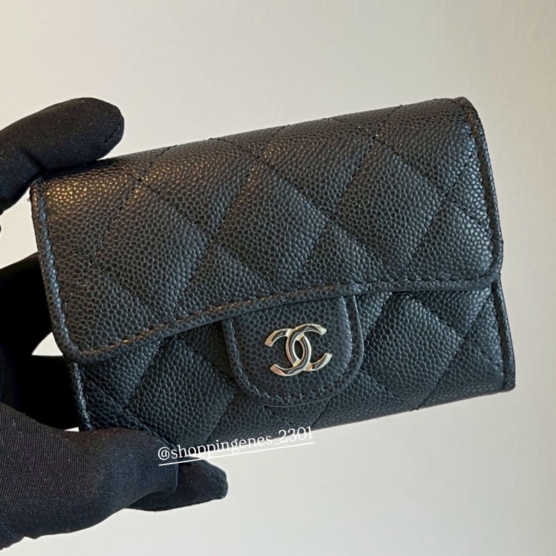 Chanel 香奈兒 經典單層拉鏈卡包 黑金 荔枝牛皮❗️尚未抵台-1