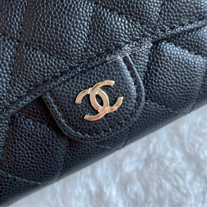 Chanel 香奈兒 經典單層拉鏈卡包 黑金 荔枝牛皮❗️尚未抵台-3