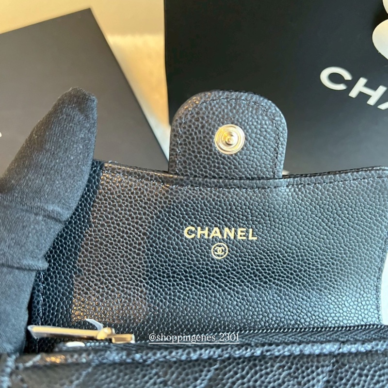 Chanel 香奈兒 經典單層拉鏈卡包 黑金 荔枝牛皮❗️尚未抵台-6