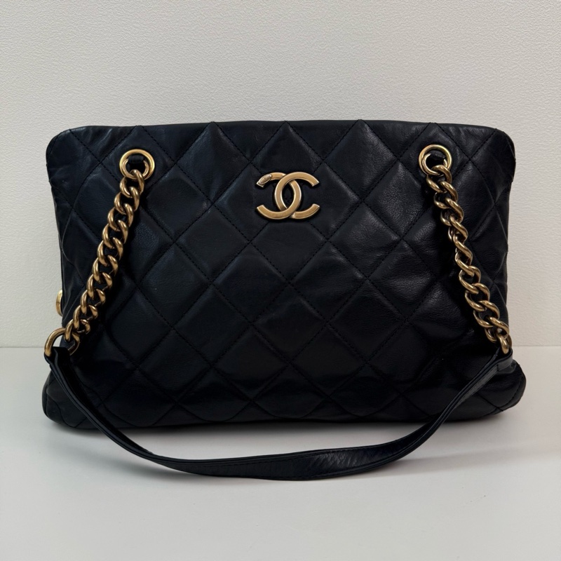 Chanel/香奈兒 黑色徽標單肩包 孟買-0