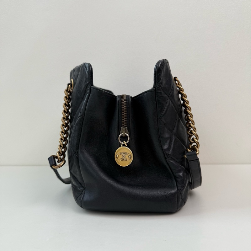 Chanel/香奈兒 黑色徽標單肩包 孟買-3