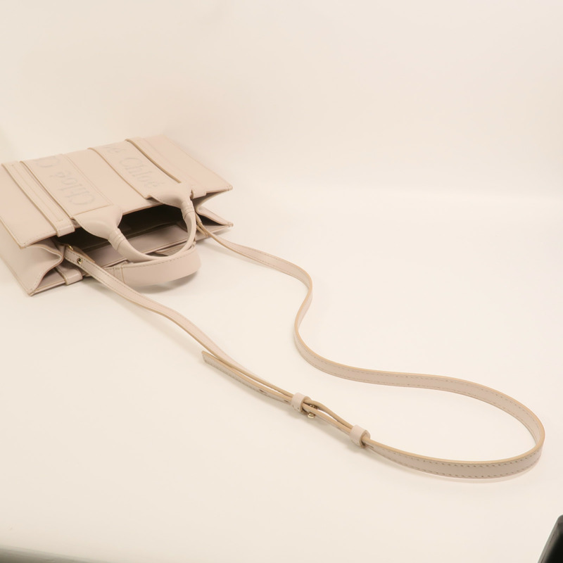 Chloe 牛皮皮革Woody Small手挽肩背兩用袋-7