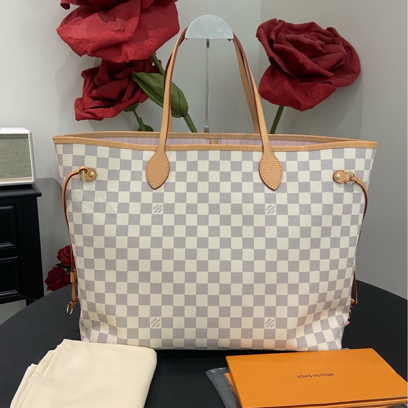 Lv白棋盤格新款粉內里nf大號-1