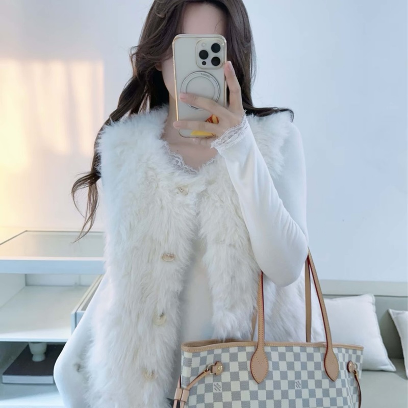 Lv白棋盤格新款粉內里nf大號-4