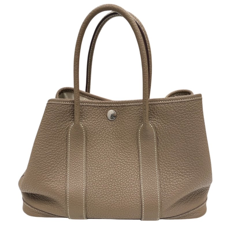 HERMES 愛馬仕 GARDEN PARTY 30 托特包 皮革 大象灰 銀釦-1