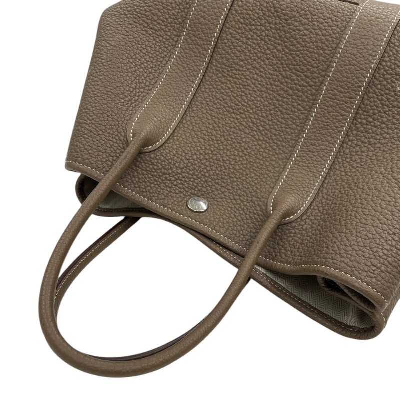 HERMES 愛馬仕 GARDEN PARTY 30 托特包 皮革 大象灰 銀釦-9