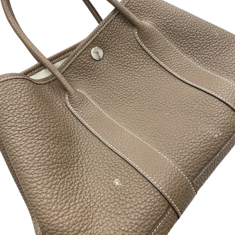 HERMES 愛馬仕 GARDEN PARTY 30 托特包 皮革 大象灰 銀釦-10