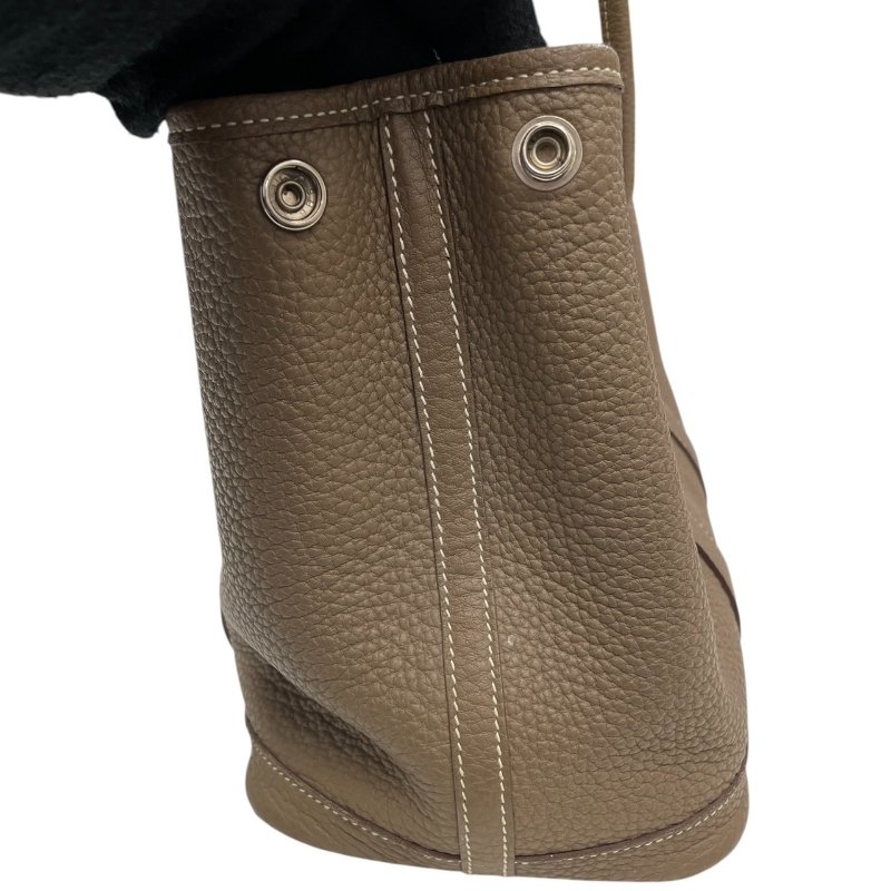 HERMES 愛馬仕 GARDEN PARTY 30 托特包 皮革 大象灰 銀釦-11