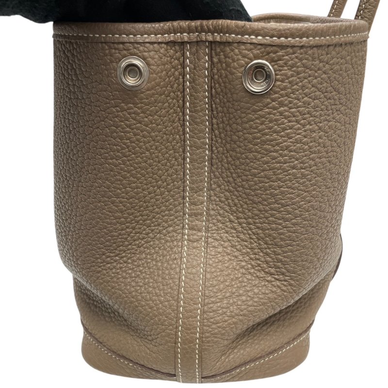 HERMES 愛馬仕 GARDEN PARTY 30 托特包 皮革 大象灰 銀釦-12