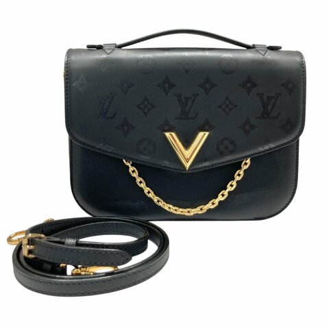 LOUIS VUITTON 路易威登 M53382 VERY MESSENGER 側背包 皮革 老花 黑色