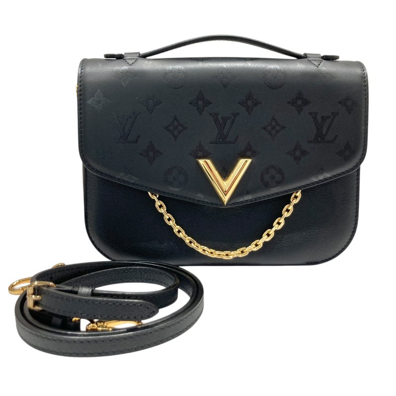 LOUIS VUITTON 路易威登 M53382 VERY MESSENGER 側背包 皮革 老花 黑色-0