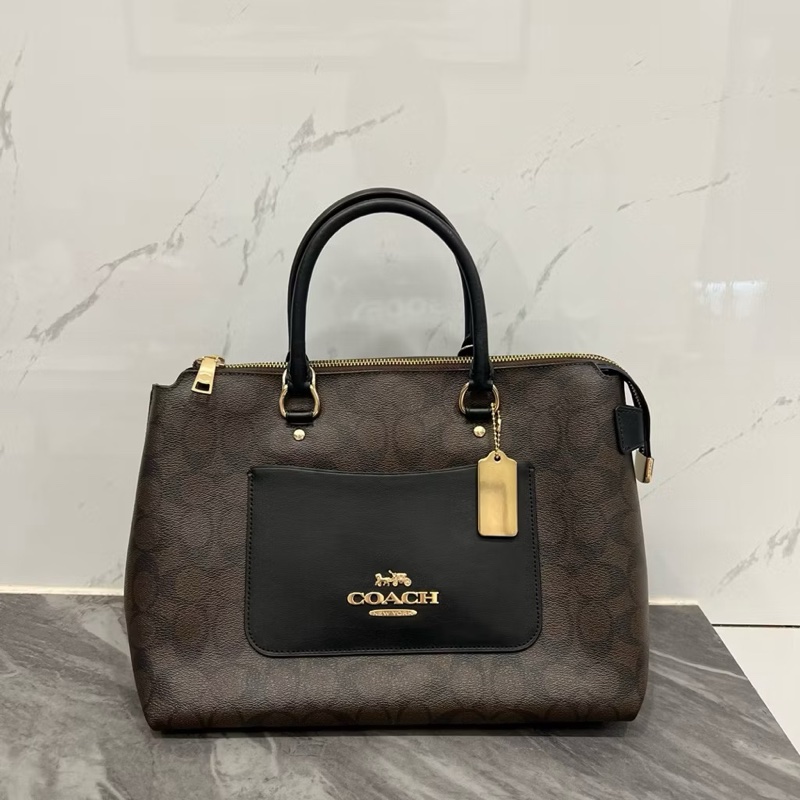 Coach老花黑棕包-0