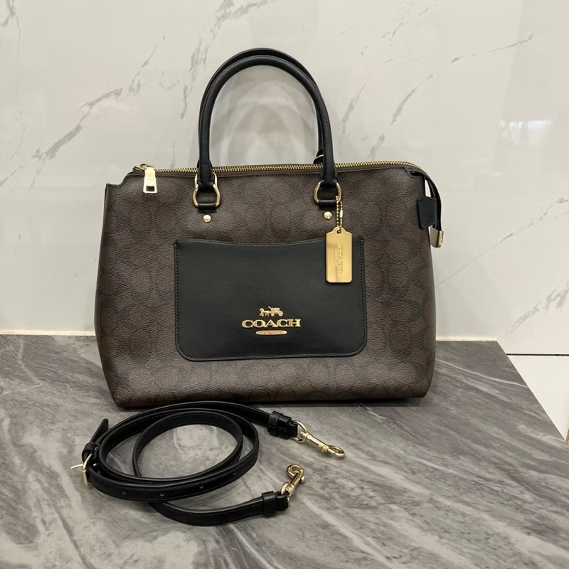 Coach老花黑棕包-1