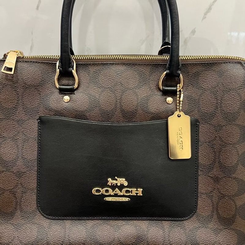 Coach老花黑棕包-3