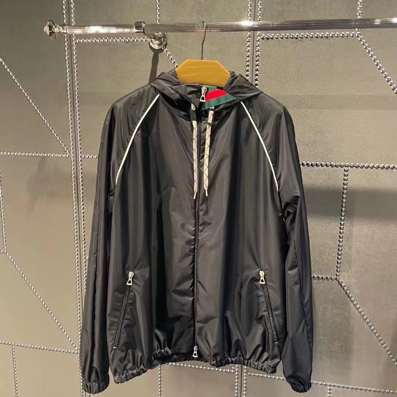 GUCCI FW22 純色雙拉鏈連帽夾克 衝鋒衣 防風外套🔫-0