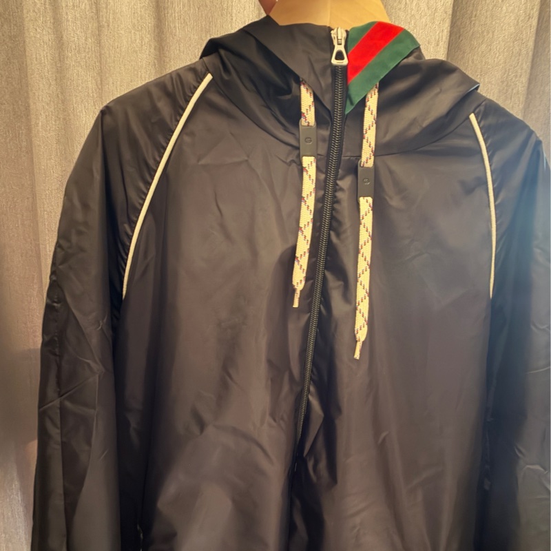 GUCCI FW22 純色雙拉鏈連帽夾克 衝鋒衣 防風外套🔫-7