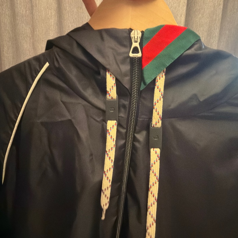 GUCCI FW22 純色雙拉鏈連帽夾克 衝鋒衣 防風外套🔫-8