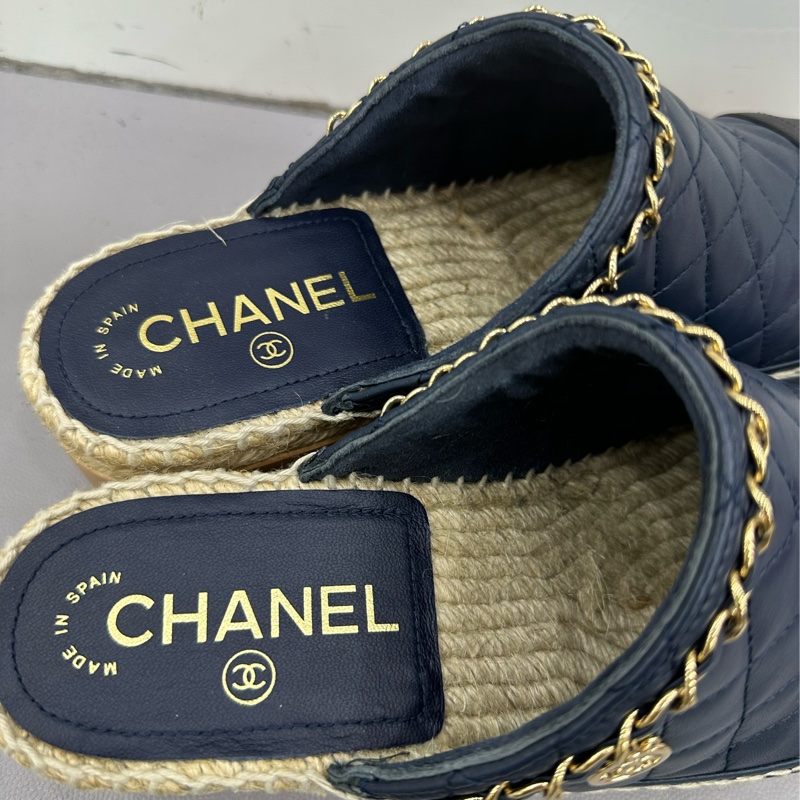 Chanel香奈兒 羊皮厚底鞋拖 38碼數 前後水台差不多,走路舒服-2