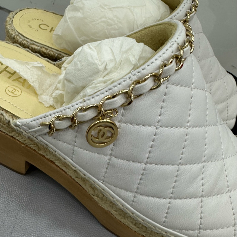 Chanel香奈兒 羊皮厚底鞋拖 38碼數 前後水台差不多,走路舒服-2