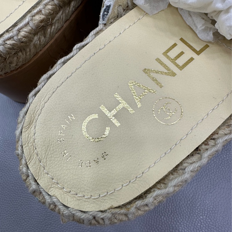 Chanel香奈兒 羊皮厚底鞋拖 38碼數 前後水台差不多,走路舒服-4