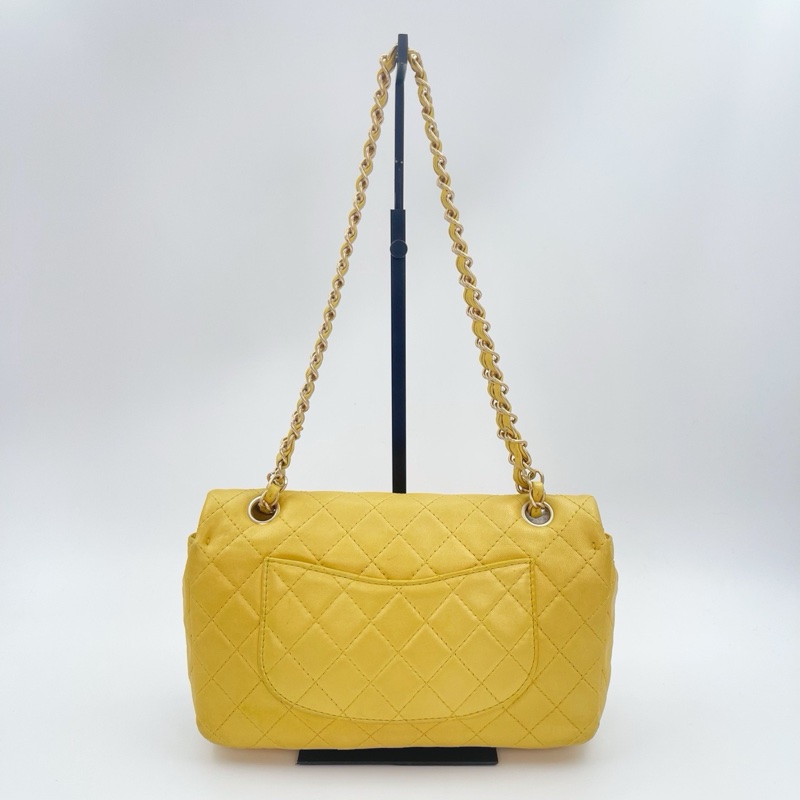 「JL精品代購」香奈兒珠光金色羊皮彩色琉璃扣雙鏈合併款單肩翻蓋包-2