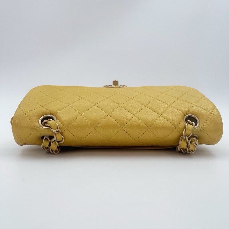 「JL精品代購」香奈兒珠光金色羊皮彩色琉璃扣雙鏈合併款單肩翻蓋包-6