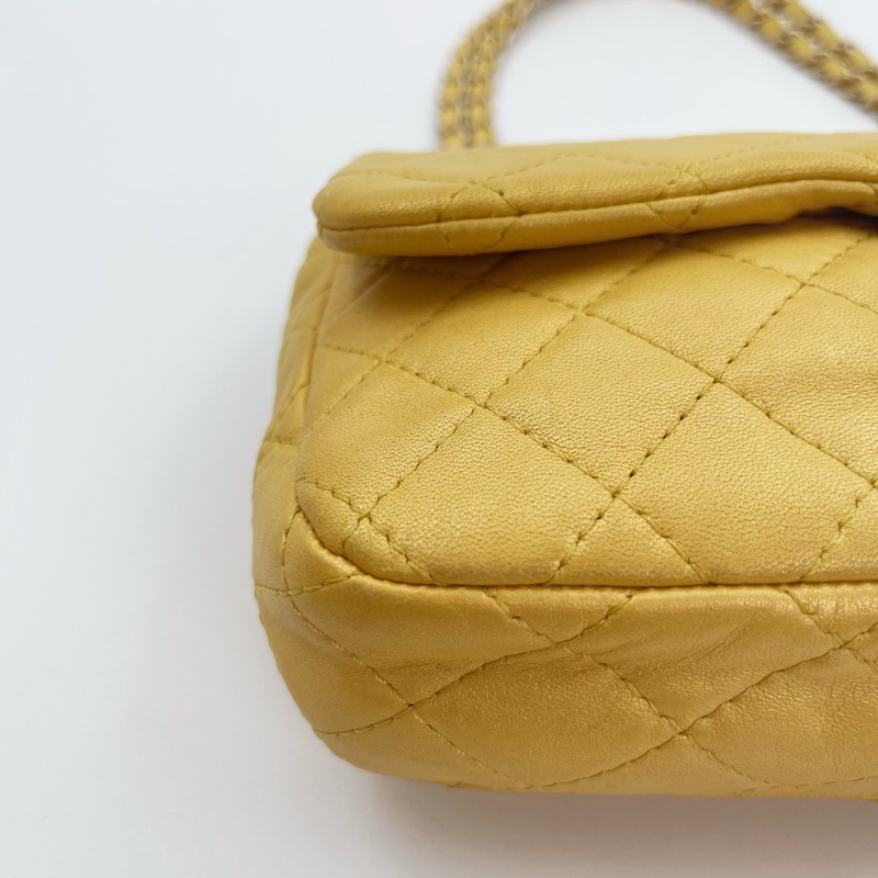 「JL精品代購」香奈兒珠光金色羊皮彩色琉璃扣雙鏈合併款單肩翻蓋包-7