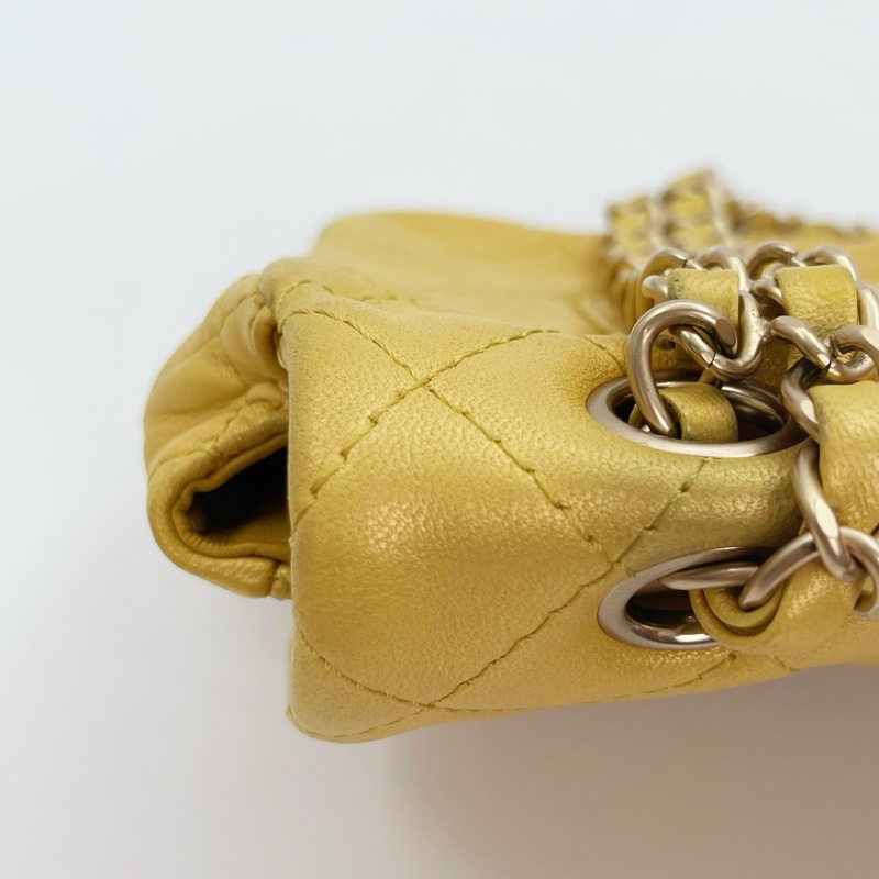 「JL精品代購」香奈兒珠光金色羊皮彩色琉璃扣雙鏈合併款單肩翻蓋包-11