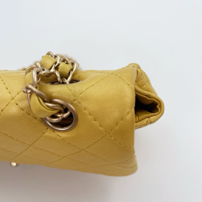 「JL精品代購」香奈兒珠光金色羊皮彩色琉璃扣雙鏈合併款單肩翻蓋包-12