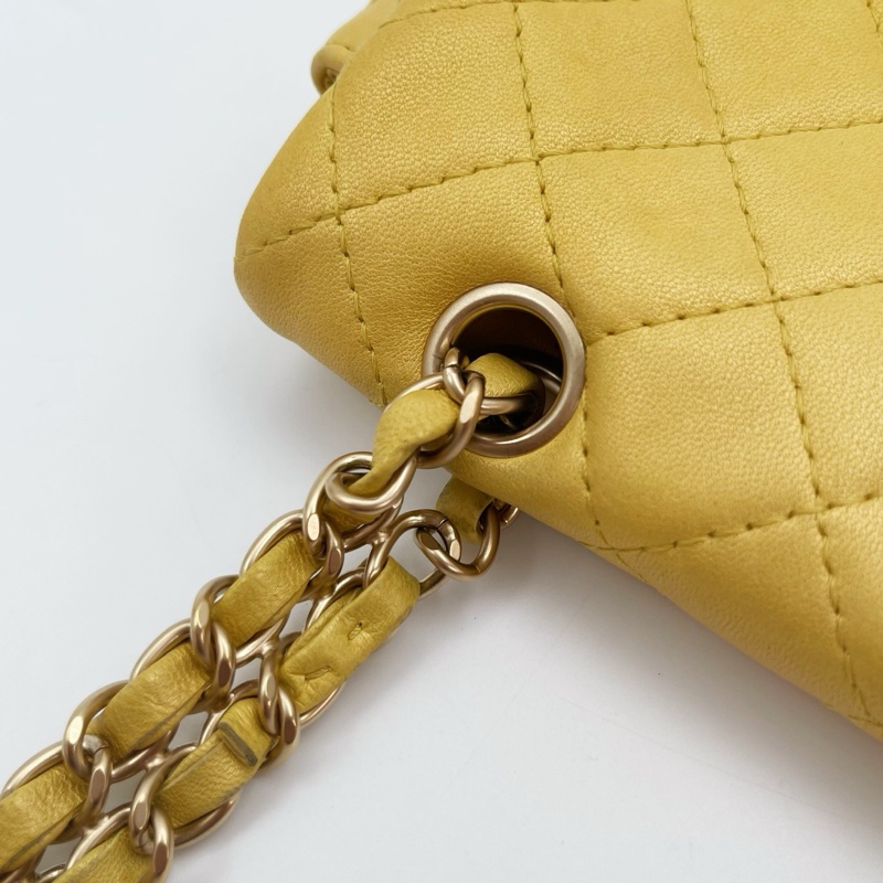 「JL精品代購」香奈兒珠光金色羊皮彩色琉璃扣雙鏈合併款單肩翻蓋包-16