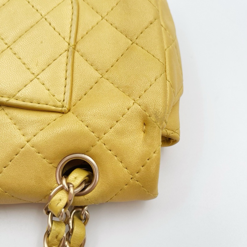 「JL精品代購」香奈兒珠光金色羊皮彩色琉璃扣雙鏈合併款單肩翻蓋包-19