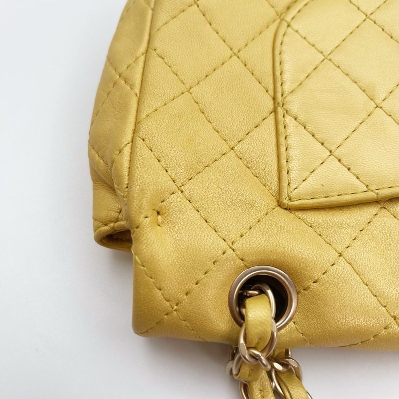 「JL精品代購」香奈兒珠光金色羊皮彩色琉璃扣雙鏈合併款單肩翻蓋包-20