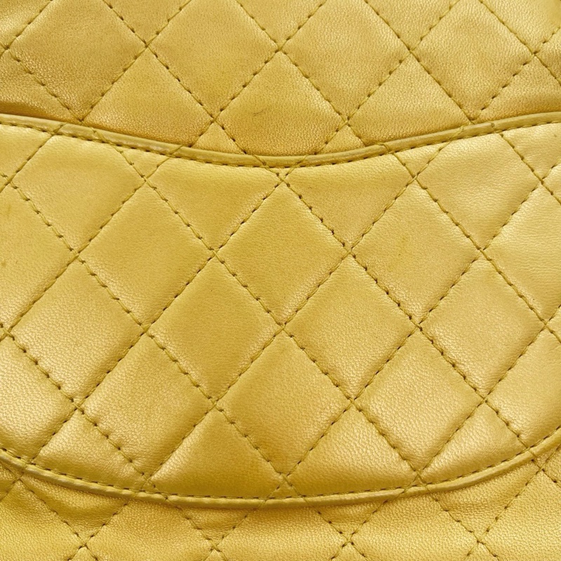 「JL精品代購」香奈兒珠光金色羊皮彩色琉璃扣雙鏈合併款單肩翻蓋包-22