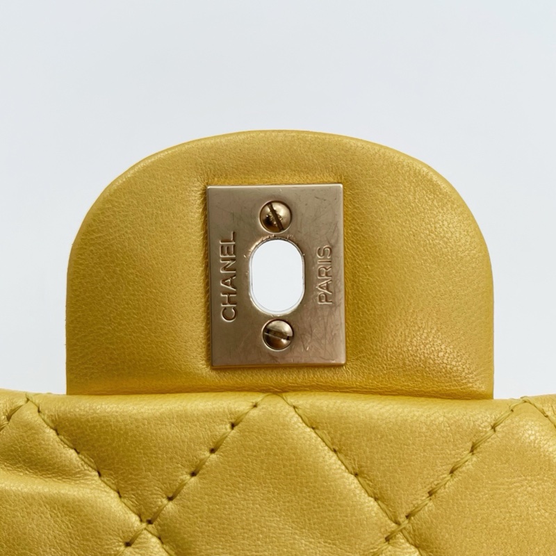 「JL精品代購」香奈兒珠光金色羊皮彩色琉璃扣雙鏈合併款單肩翻蓋包-25