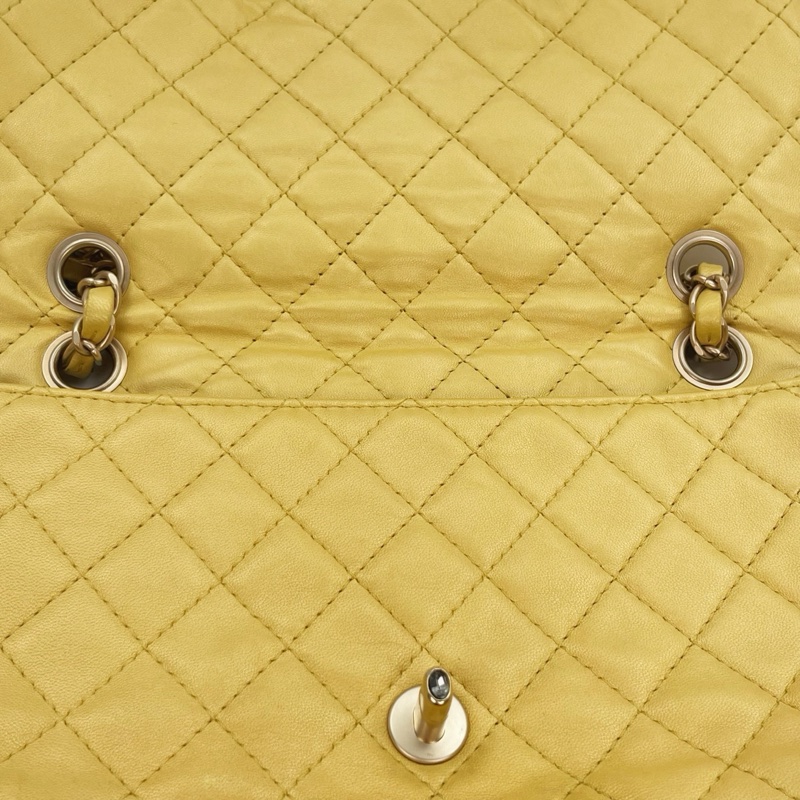 「JL精品代購」香奈兒珠光金色羊皮彩色琉璃扣雙鏈合併款單肩翻蓋包-26